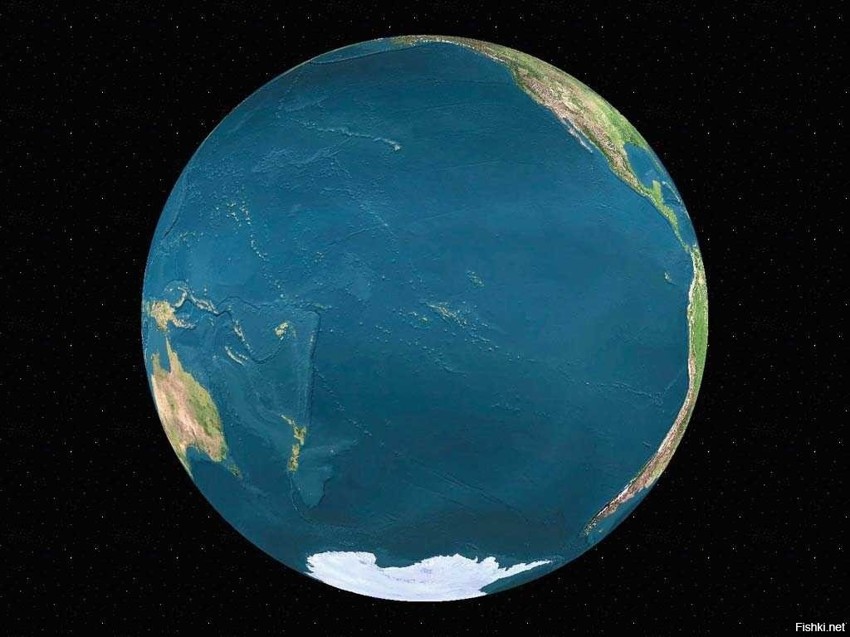 Так выглядит Земля с непривычного ракурса — со стороны Тихого океана