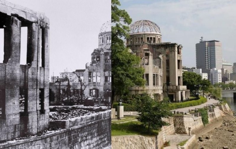 Фотографии Хиросимы после бомбардировки и спустя 70 лет  