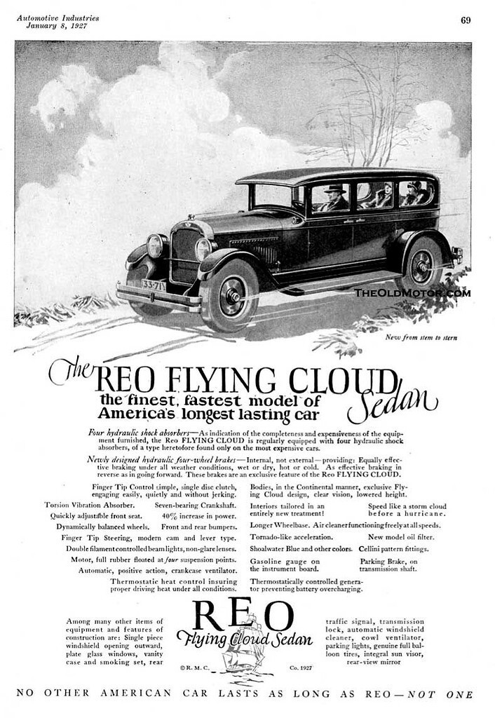 И пара реклам автомобилей REO 1927 года: 