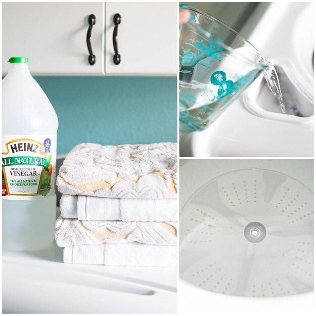6. Смесь уксуса и горячей воды при стирке прочистят стиральную машину и помогут вам избавить ваше белье от запаха