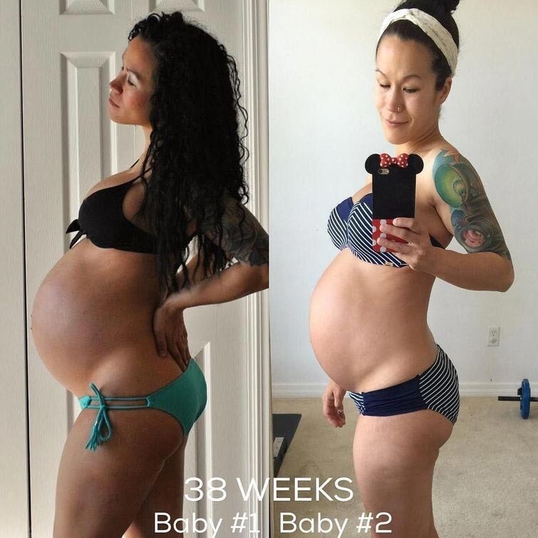  Сия на 38 неделе во время своей первой и второй беременностей