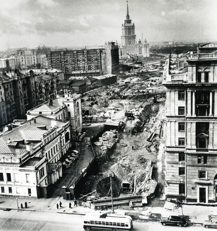 Строительство Проспекта Калинина (Новый Арбат). Москва, 1963.