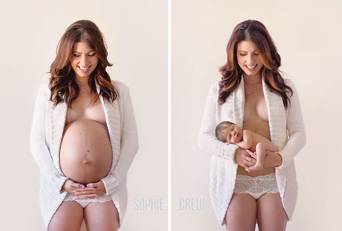 80 прекрасных фотографий мамочек до и после рождения малыша