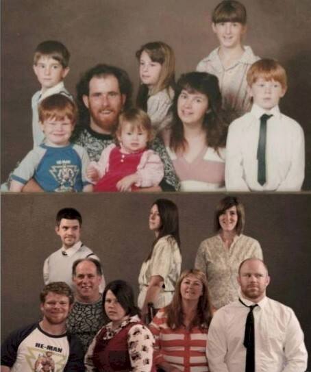 17 смешных семейных фото, переснятых спустя годы