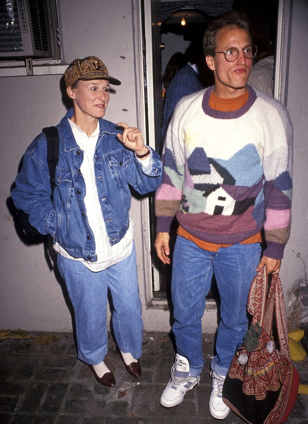 Гленн Клоуз и Вуди Харрельсон на вечеринке в Лос-Анжелесе, 1991 год
