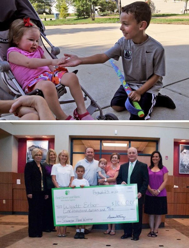 17. 8-летний мальчик выиграл $1000  долларов и пожертвовал их маленькой соседке, которая сражается с лейкемией