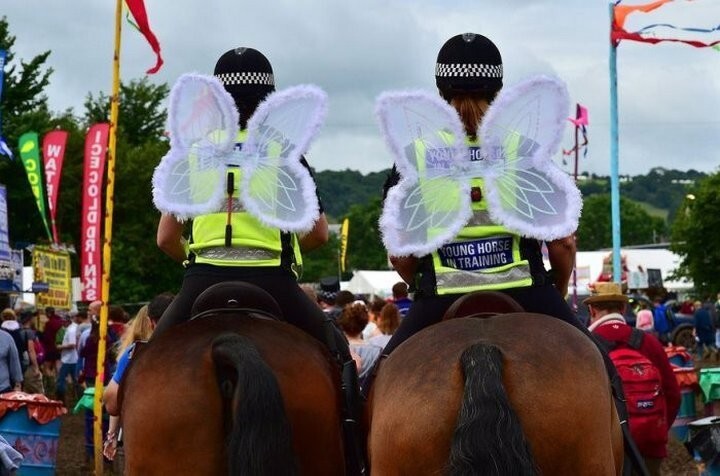 Полиция на фестивале в Гластонбери в Великобритании.
