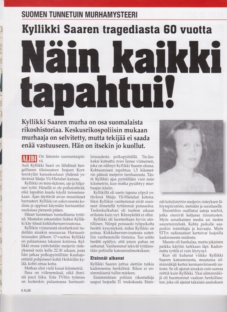 Убийство Кюлликки Саари. Загадка Финляндии