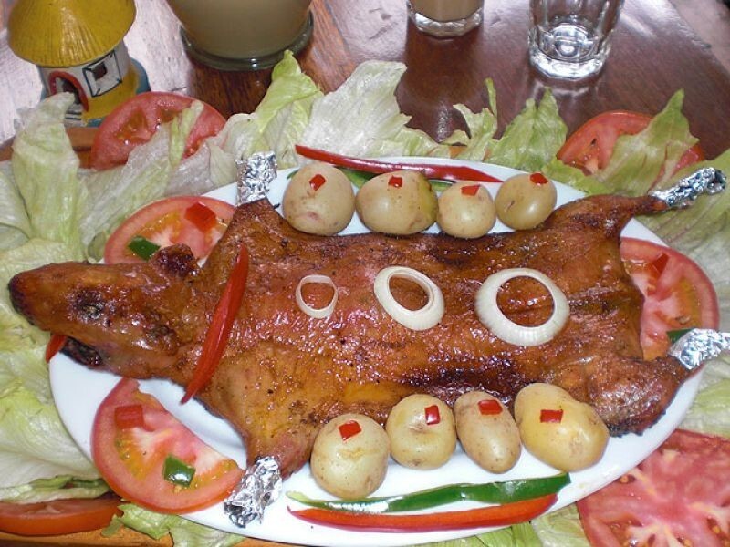 На юге Колумбии популярны блюда из жареного мяса гвинейской свинки "куй" или "кури"