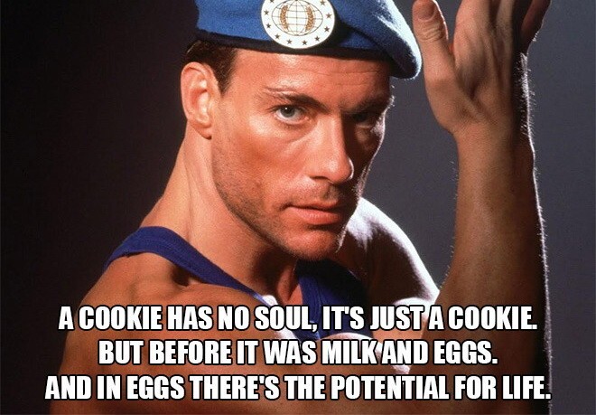 У печенек нет души это всего лишь печеньки. Но вначале это были яйца и молоко. И в яйцах могла зародиться жизнь.