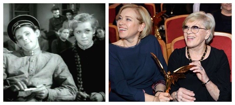 Алиса Фрейндлих в фильме "Бессмертная песня», 1957 год и на XXIX церемонии вручения Национальной кинематографической премии "НИКА", 2016 год 