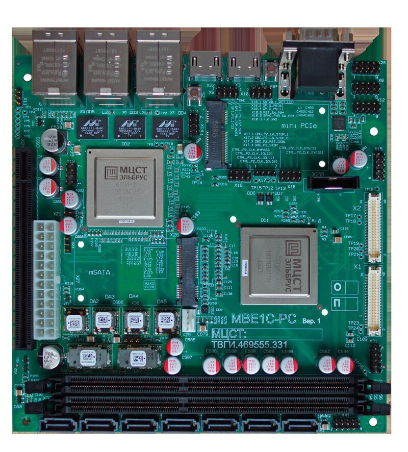 В июле Компанией МЦСТ представлена материнская плата разработчика MBE1C-PC для новейшего микропроцессора Эльбрус-1С+