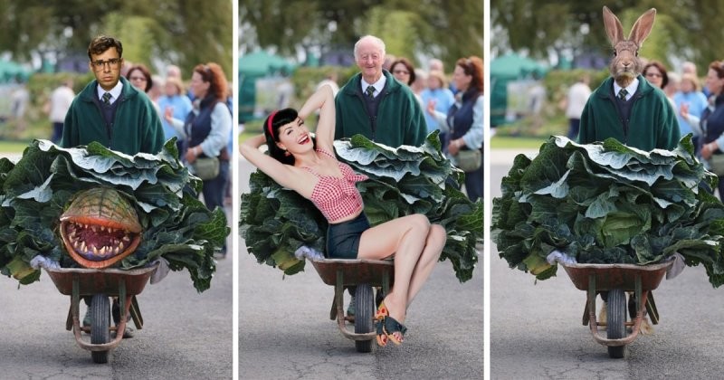 Дедушка с гигантской капустой собрал отличный урожай фотожаб