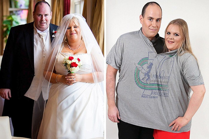 Ноэль и Лиза взглянули на свои свадебные фотографии, ужаснулись - и сказали "пока!" почти 150 килограммам лишнего веса!