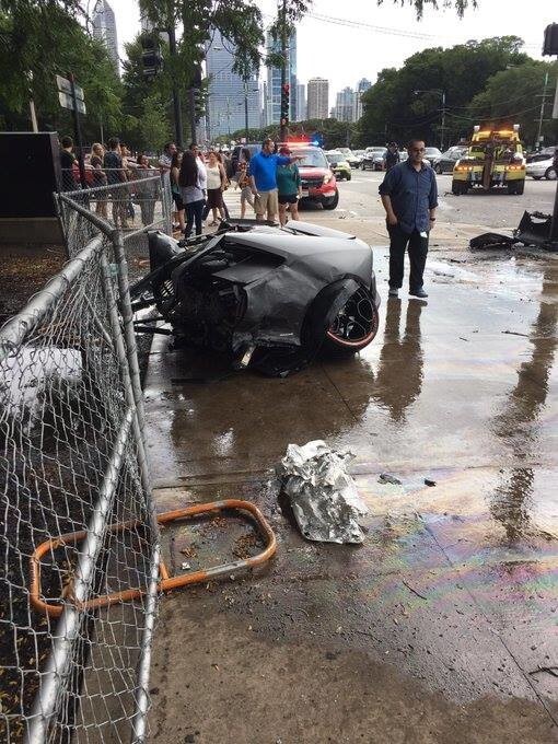 Серьезная авария с суперкаром Lamborghini Huracan в Чикаго