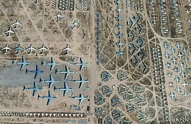 6. Кладбище самолетов в Тусоне, штат Аризона. Здесь нашли свое последнее пристанище тысячи и тысячи самолетов
