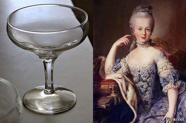 Классический бокал для шампанского по форме и размеру повторяет грудь француз...
