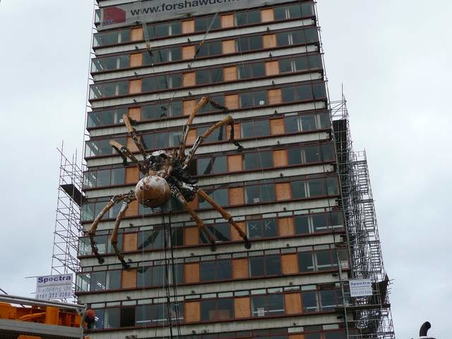 Гигантский паук на здании