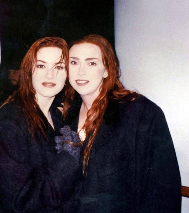 Кейт Уинслет и ее дублер Сара Францл на съемках "Титаника"