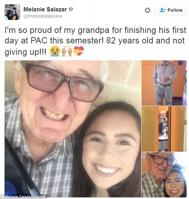 Девочка-подросток и ее 82-летний дедушка учатся в одном колледже