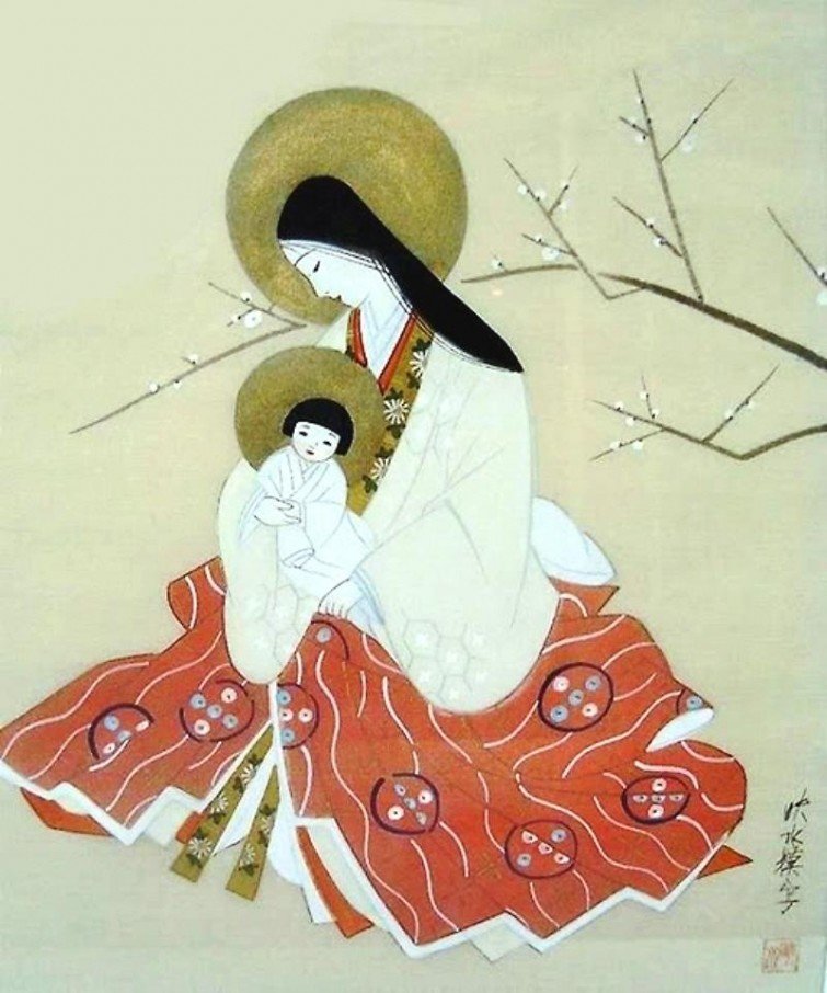 Богородица с младенцем, Япония, 1900-е  