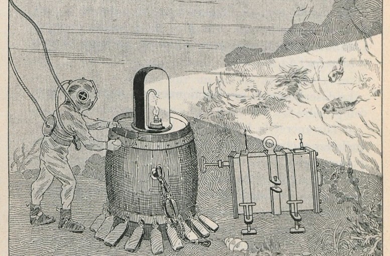 Иллюстрация из книги Луи Бутона «Подводная съёмка и прогресс в фотографии» (La Photographie sous-marine et les progrès de la photographie).