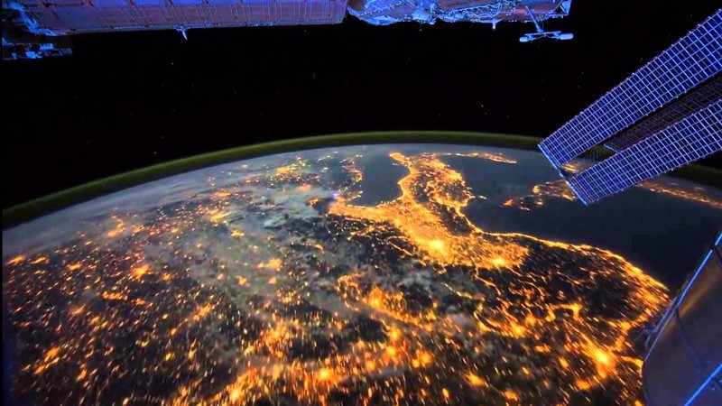 Прекрасные виды Земли с .МКС, захватывающее зрелище заката с орбиты
