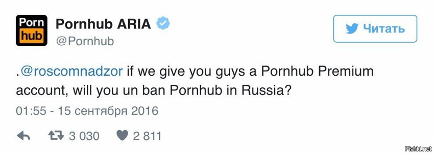 Порносайт PornHub предложил Роскомнадзору премиум-аккаунт в обмен на разблоки...