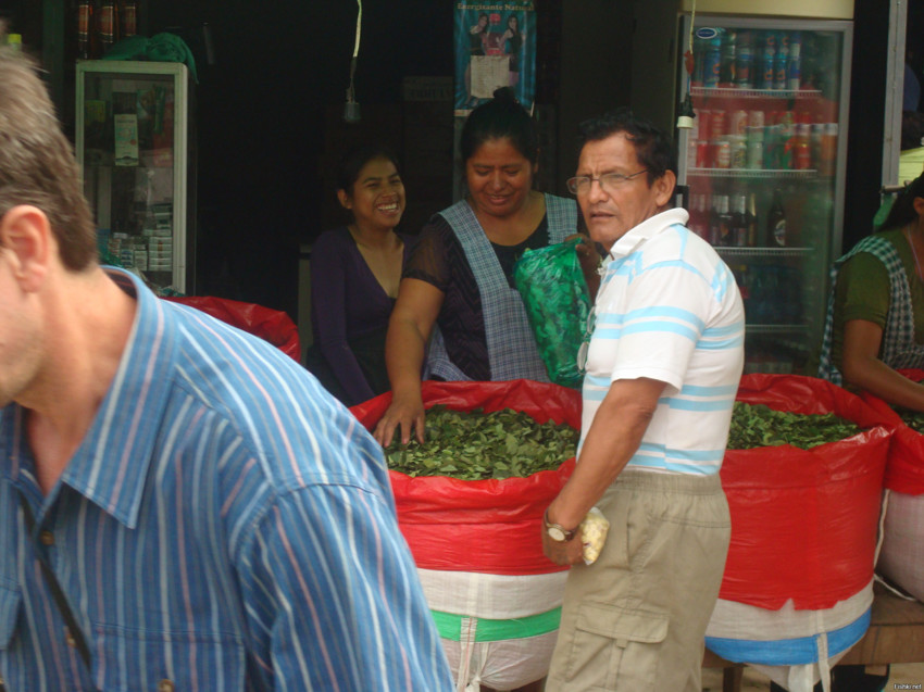 А это в горах боливии, коку продают на каждом рынке