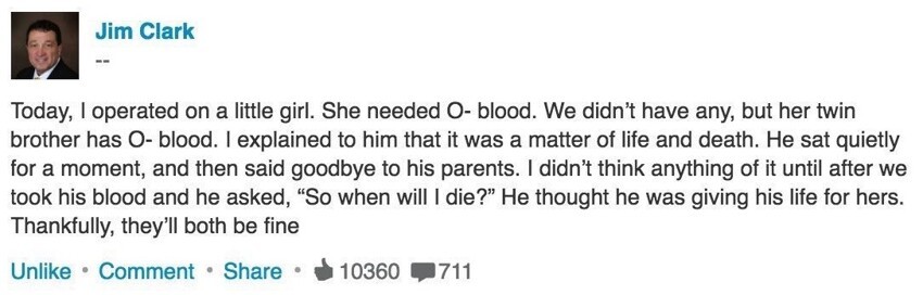 Когда этот мальчик отдавал свою кровь сестре, врачи услышали вопрос, который теперь не могут забыть