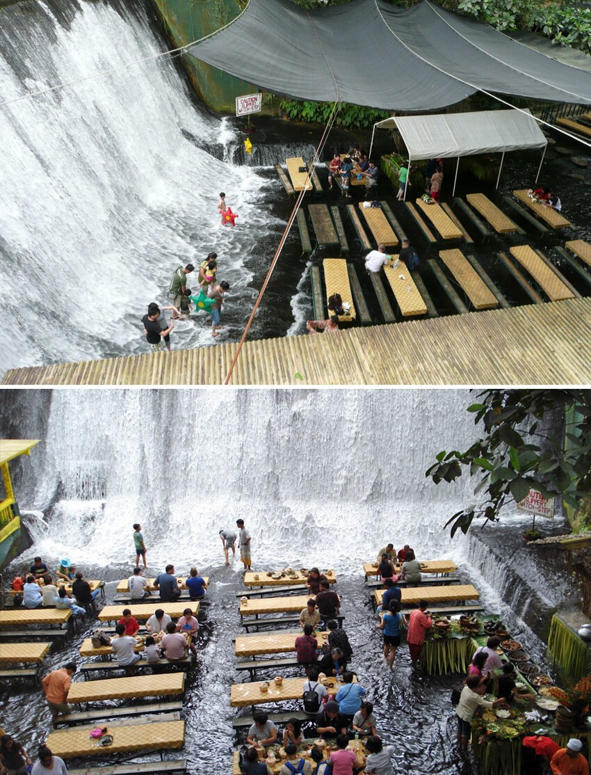Обед у водопада, ресторан Labassin Waterfall, Сан-Пабло, Филиппины
