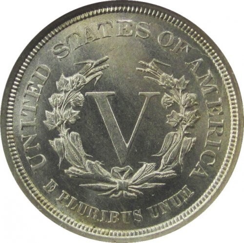 5 центов с изображением Свободы V (без надписи CENTS), 1883 год