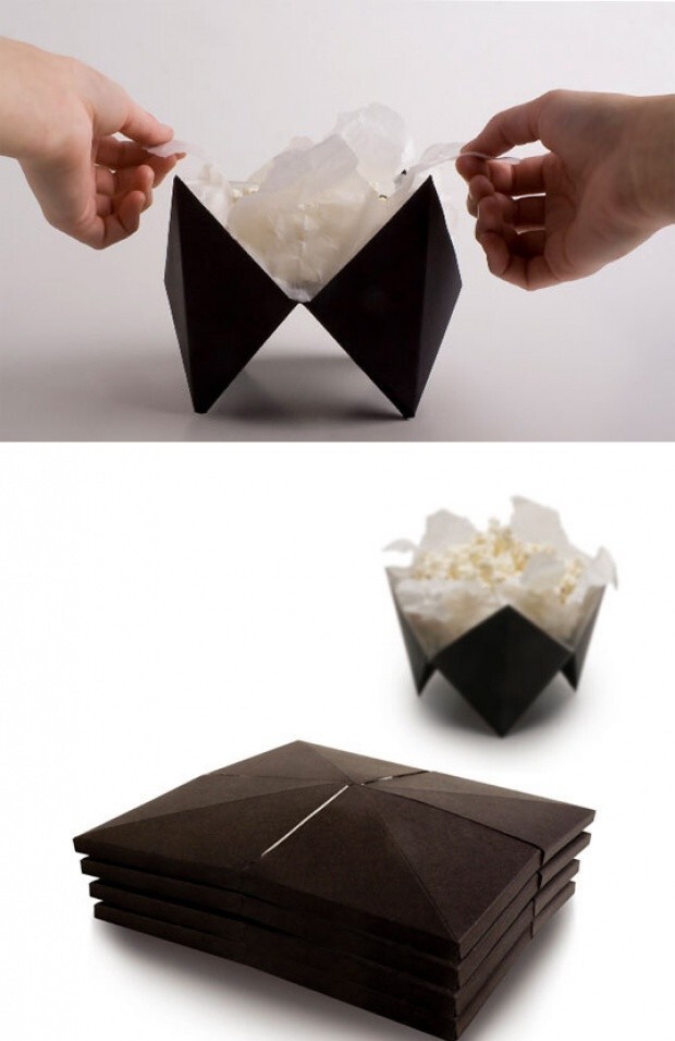 Попкорн оригами. Открывается в микроволновке