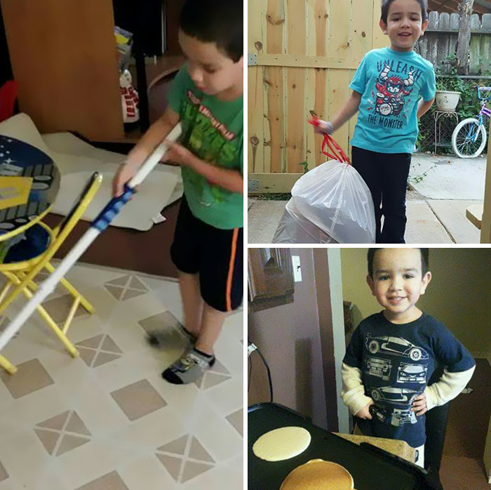 Маму шестилетнего мальчика раскритиковали за то, что приучает сына к работе по хозяйству