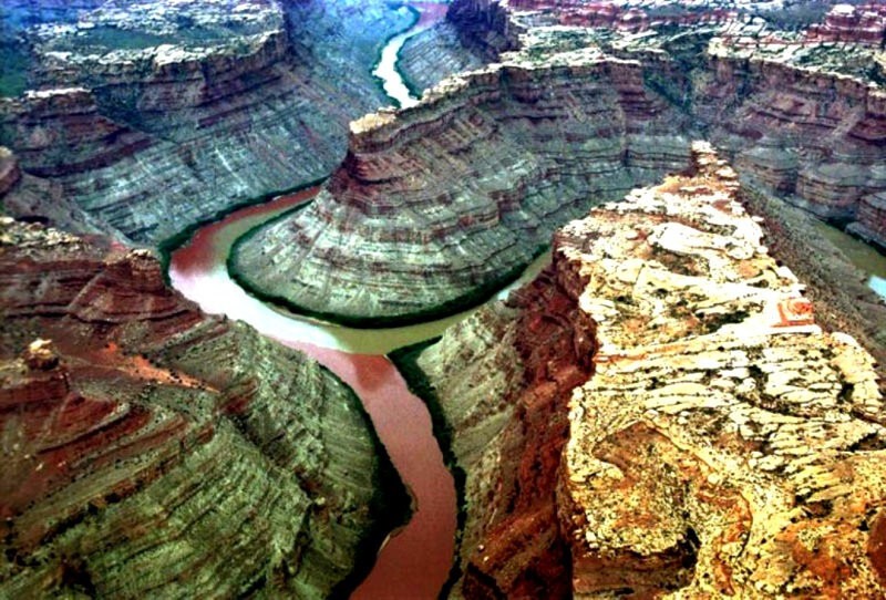 Впадение реки Грин в Колорадо, штат Юта, США.