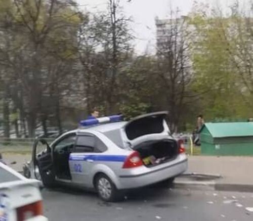 Авария дня. Столкновение с патрульной машиной в Москве