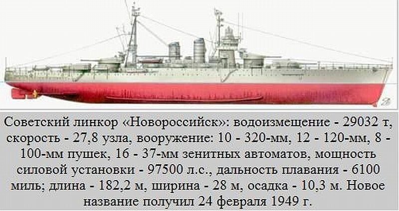 После победы во 2 мировой войне линкор "Юлий Цезарь" итальянских ВМС был передан Советскому Союзу ..