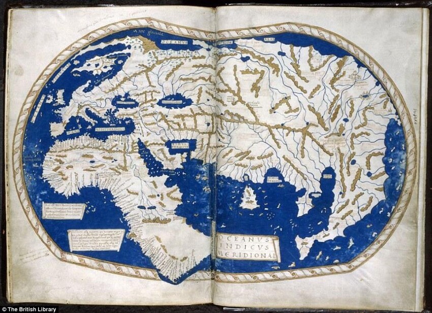 Карта мира 1490-х годов, с помощью которой Колумб убеждал Фердинанда Арагонского и Изабеллу Кастильскую в необходимости поддержать его экспедицию