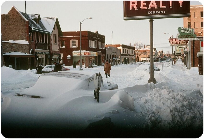  Снегопад в Куинсе, Нью-Йорк, 1967 год.
