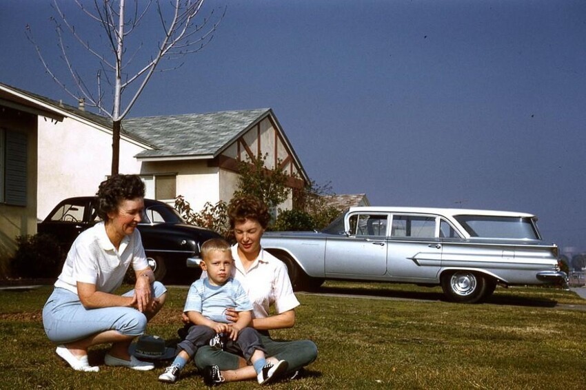 Бабушка с дочкой и внуком, Калифорния, 1961 год.