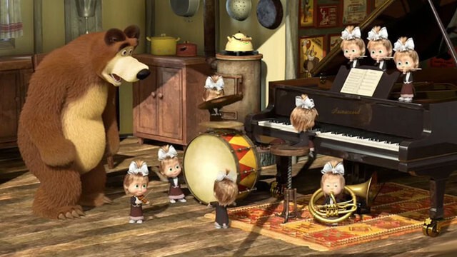 У Медведя в его доме холодильник с названием студии – Animaccord, а в 19 серии с этим же названием Медведь находит рояль.