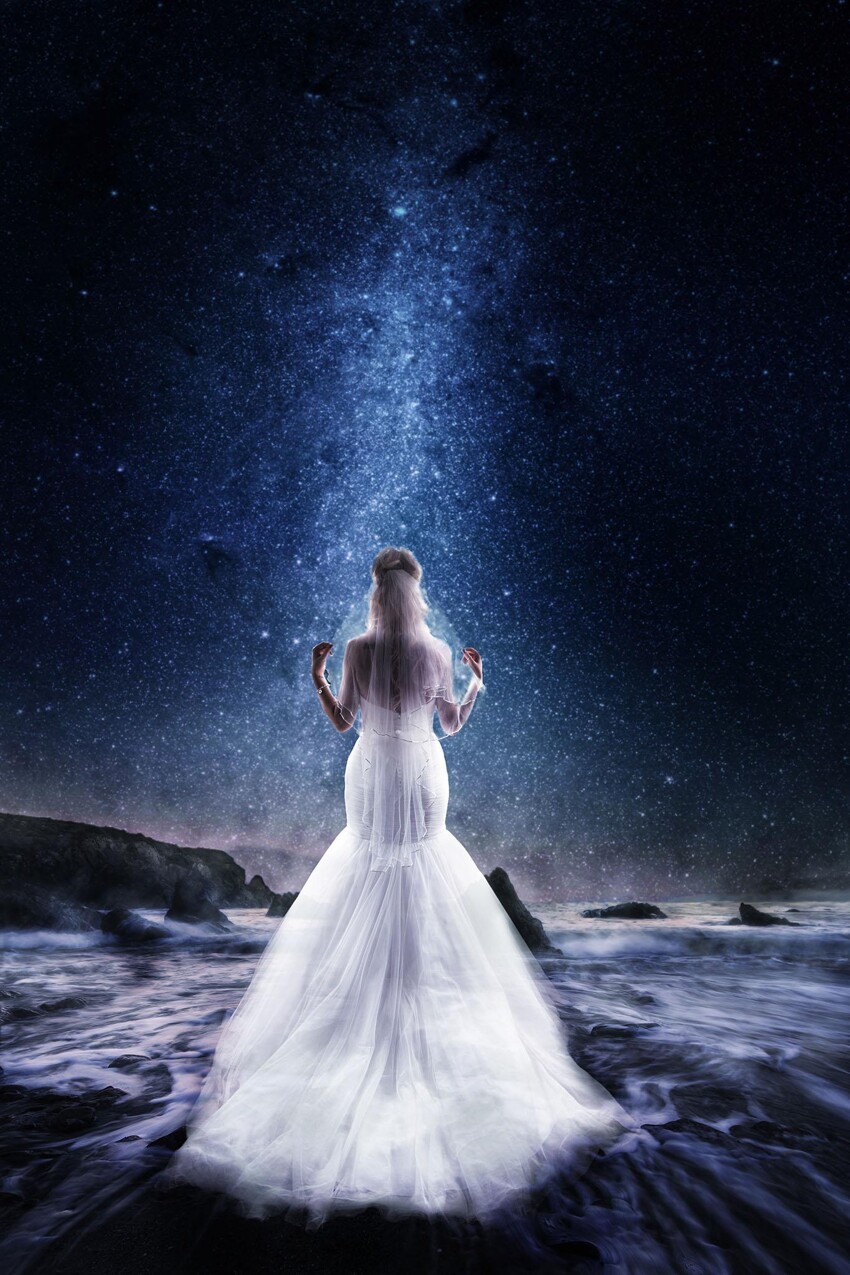Невеста на фоне звездного неба 