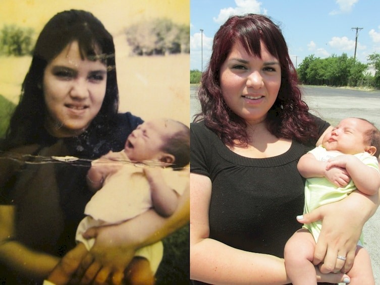 21. Мать (слева) и ее дочь 41 год спустя (справа).