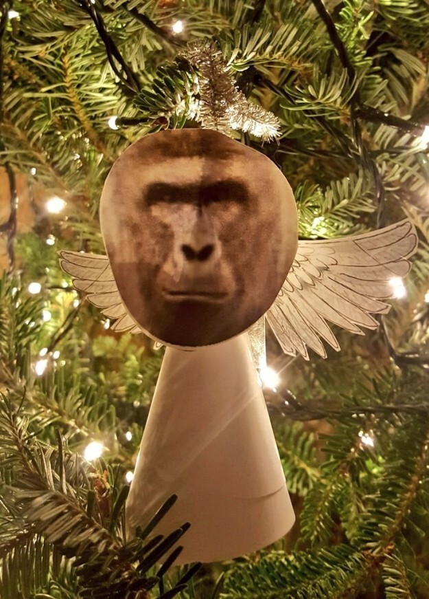 В воскресенье Лидия добавила на дерево изображение Харамбе — самой знаменитой в мире гориллы — по просьбе ее подписчиков
