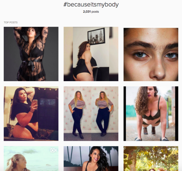 В Инстаграме она запустила хештег #BecauseItsMyBody ("Потому что это мое тело"), под которым люди делятся фотографиями своего тела, демонстрируя таким образом любовь к нему.