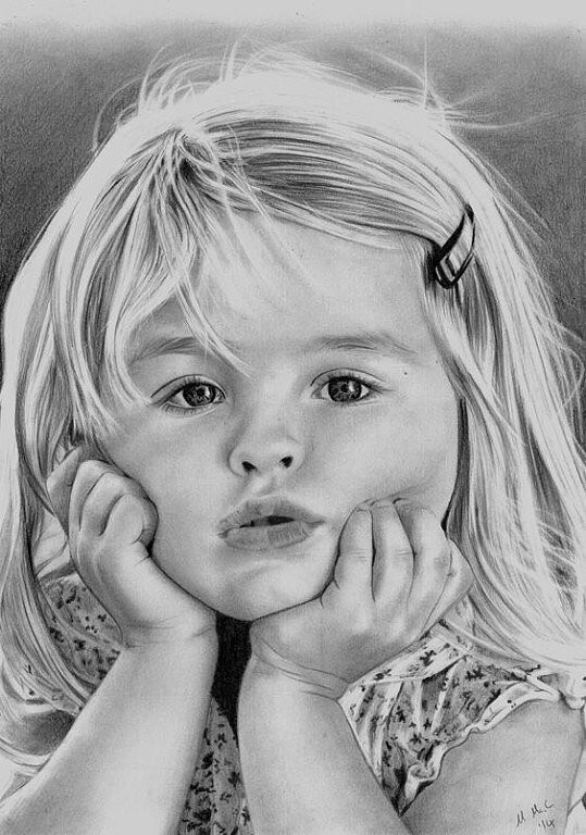 Изумительные детские портреты, нарисованы простым карандашом