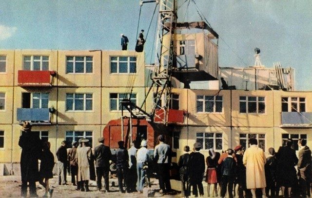 Строительство жилого дома в Москве, 1962 год, СССР