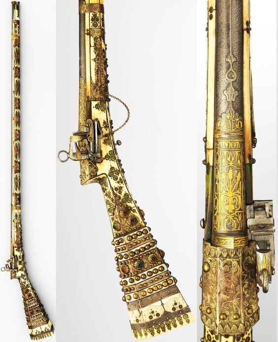 Османское ружье   miquelet,  конец 18 в, сталь, дерево, слоновая кость, латунь, перламутр.