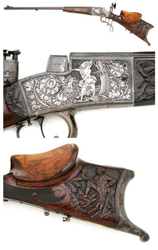 И просто шикарная гравировка на немецкой винтовке,  конец 19-го века.