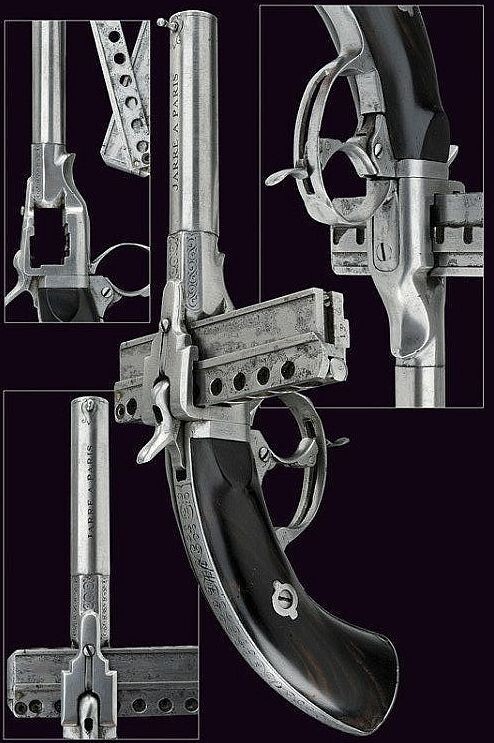  Редкий на 8 выстрелов  пистолет мастера Жарр, Париж, 19-го века.